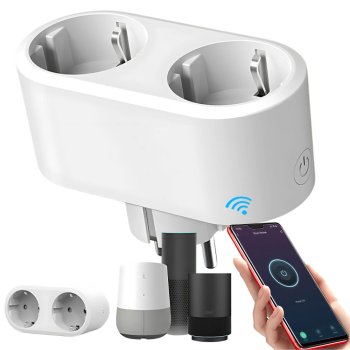 Smart Life Wi-Fi Double Socket — smart plug with two outlets and app/voice control (Alexa, Google Assistant)