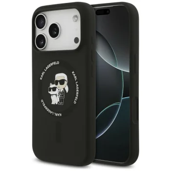 Karl Lagerfeld Silicone Karl&Choupette Ring MagSafe Case for iPhone 18 Pro Max / 17 Pro Max - Black