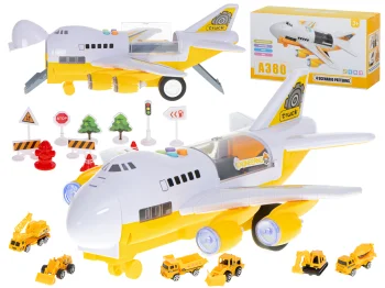 Toy Transporter Airplane with 6 Construction Vehicles