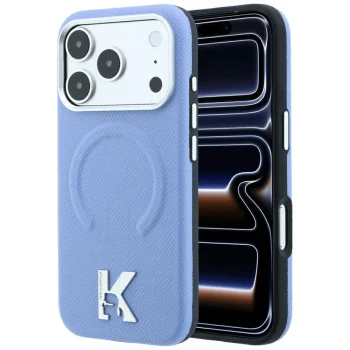 Karl Lagerfeld dėklas iPhone 18 Pro Max / 17 Pro Max su MagSafe, šviesiai mėlynas