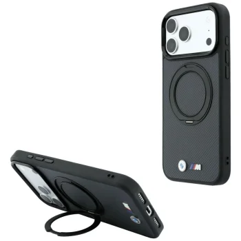 BMW Kevlar Ring Stand 360 MagSafe Case for iPhone 18 Pro Max / 17 Pro Max, Dark Gray