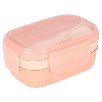 3-Tier Bento Lunch Box with Compartments and Cutlery 1900ml, Apricot