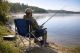 Folding Fishing and Camping Chair with Armrests and Cup Holder, Navy Blue