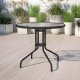 Round Garden Patio Table 80 cm with Tempered Glass Top and Parasol Hole MultiGarden