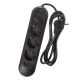 Maclean MCE394 B Power Strip, 3 Outlets + 3xUSB, 1.5m, 2500W, Black