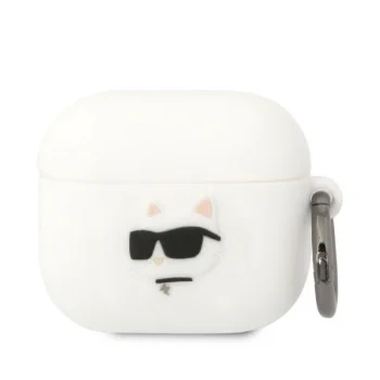 Karl Lagerfeld Silicone Choupette Head 3D Case for AirPods 3, White