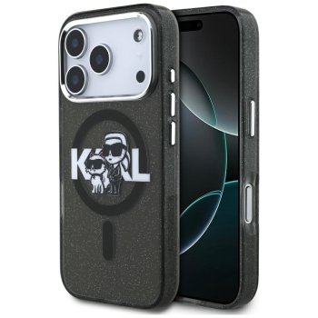 Karl Lagerfeld IML Glitter Karl & Choupette Sketch Logo MagSafe Phone Case Cover iPhone 17 Pro - Black