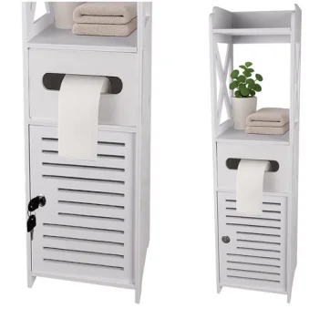 Ruhhy 00025763 Bathroom Cabinet with Toilet Paper Holder, White