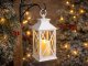 Decorative LED Lantern with Flameless Flickering Candle, Battery Operated, White