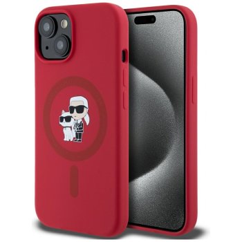 Karl Lagerfeld Silicone Karl&Choupette MagSafe vāciņš iPhone 15, Sarkans