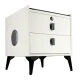 Smart Bedside Table with Fingerprint Lock and Wireless Charging, Ecru