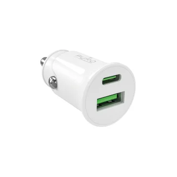 Puro Pro Lite Car Charger 1x USB-A + 1x USB-C 20W, White