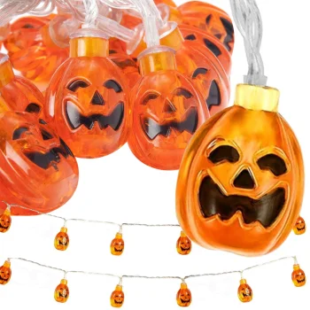 Halloween 10 LED Pumpkin String Lights, 195 cm, Battery Operated, Orange
