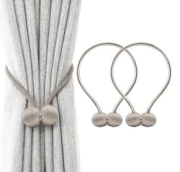 Magnetic Curtain Tiebacks, Beige, 2 Pcs