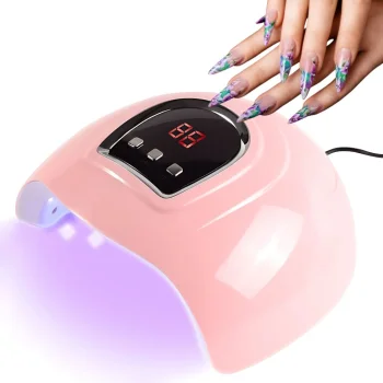 54W UV LED Nail Lamp Dryer for Gel Polish, 18 Beads, USB Powered, Pink