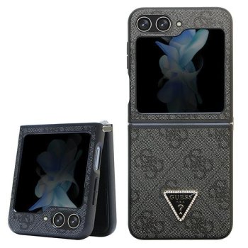 Guess GUHCZF5P4TDPK F731 Z Flip5 futrālis - melns Ādas 4G Diamond Triangle | case black Leather