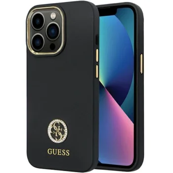 Apple iPhone 13 Pro Max 6.7'' Guess Silicone Logo Strass 4G Case Cover (GUHCP13XM4DGPK), Black