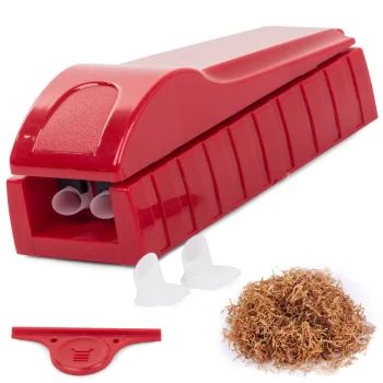 Double manual cigarette rolling machine with tobacco tamper