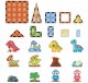 Kids Toy Magic Magnetic Blocks, Set of 90 Elements, Dinosaur Paradise