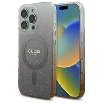 Guess iPhone 16 Pro Case IML Glitter Gradient MagSafe, Brown
