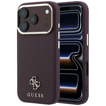 Dėklas Guess iPhone 18 Pro Max / 17 Pro Max Saffiano Small 4G MagSafe, bordo