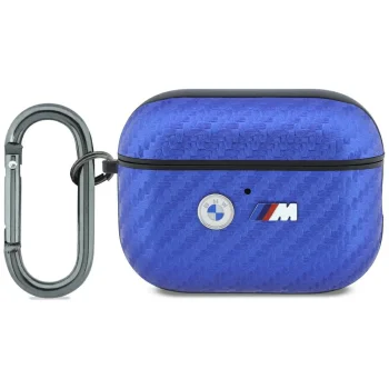 BMW M Carbon Metal Logo dėklas Apple AirPods Pro 3 ausinėms, šviesiai mėlynas