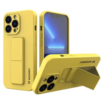 Wozinsky Kickstand Case iPhone 13 mini dėklas su stovu, geltonas