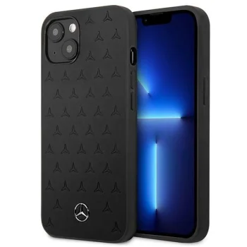 Mercedes iPhone 13 mini Case Leather Stars Pattern, Black