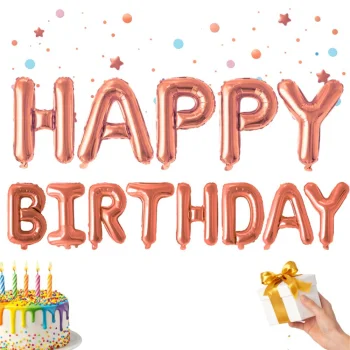 Happy Birthday Foil Balloon Banner Party Decoration, Pink