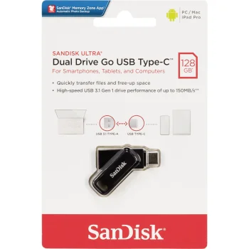SanDisk Ultra Dual Drive Go 128GB USB Type-C USB atmintinė SDDDC3-128G-G46, juoda