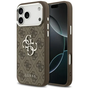 Guess 4G Big 4G Classic Logo Case for iPhone 17 Pro Max Brown / Silver