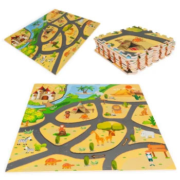 Ecotoys Foam Puzzle Play Mat Safari 9 Pieces 93x93 cm