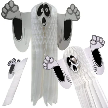 3D Foldable Paper Ghost Halloween Decoration, White
