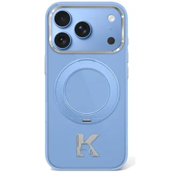 Karl Lagerfeld IML Ring Stand 360 Kameo Metal MagSafe Case for iPhone 17/18 Pro Max - Blue