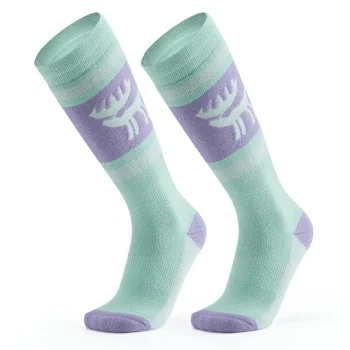 Qunature 037201 Ski Socks, Size 37-42 (S/M), Purple/Green