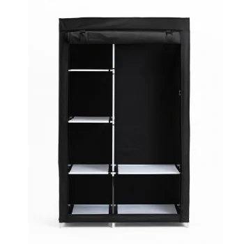 Black Textile Wardrobe 103x164x42 cm