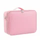 Makeup Train Case Travel Cosmetic Organizer with Adjustable Dividers, Pink