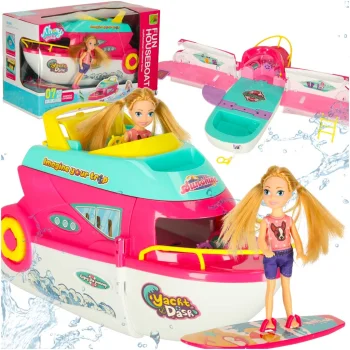 Fold-out Party Yacht for Dolls with Motorboat and Doll