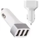 Car Charger with 3x USB Ports (1.1A, 2.1A, 3.1A), White/Silver