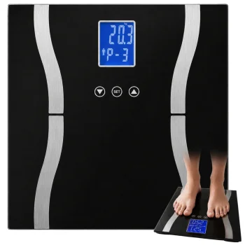 Analytical Glass Bathroom Scales with LCD Display, up to 180kg, Black