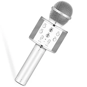 Karaoke microphone portable wireless speaker WS-858, Silver