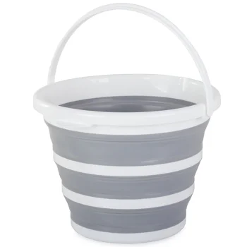 Collapsible Silicone Bucket, 10 L, Grey/White