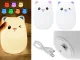 Kid\'s Silicone LED RGB Light Night Lamp with Remote Control, Cat