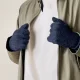 Braided Phone Gloves with Finger Cut-Outs - Black