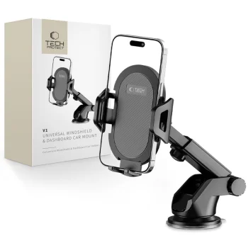Tech-Protect V1 Car Phone Holder for Windshield/Dashboard - Black