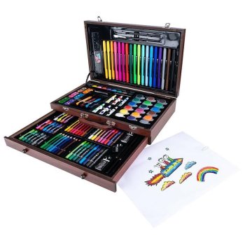 130-Piece Deluxe Art Set for Kids in Wooden Case