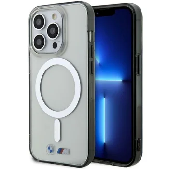 BMW iPhone 14 Pro Case Silver Ring MagSafe, Transparent