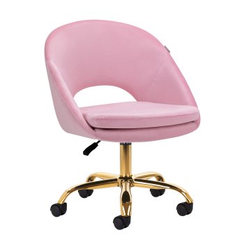 Velvet Swivel Beauty Chair 4Rico QS-MF18G, Pink