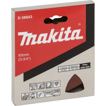 Makita Delta Sandpaper K240 for Wood and Metal, 93 mm, 10 pcs
