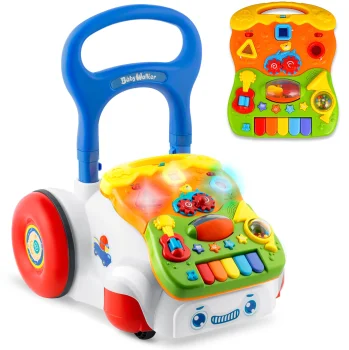 Ricokids RK-744 2-in-1 Educational Baby Walker and Panel, White